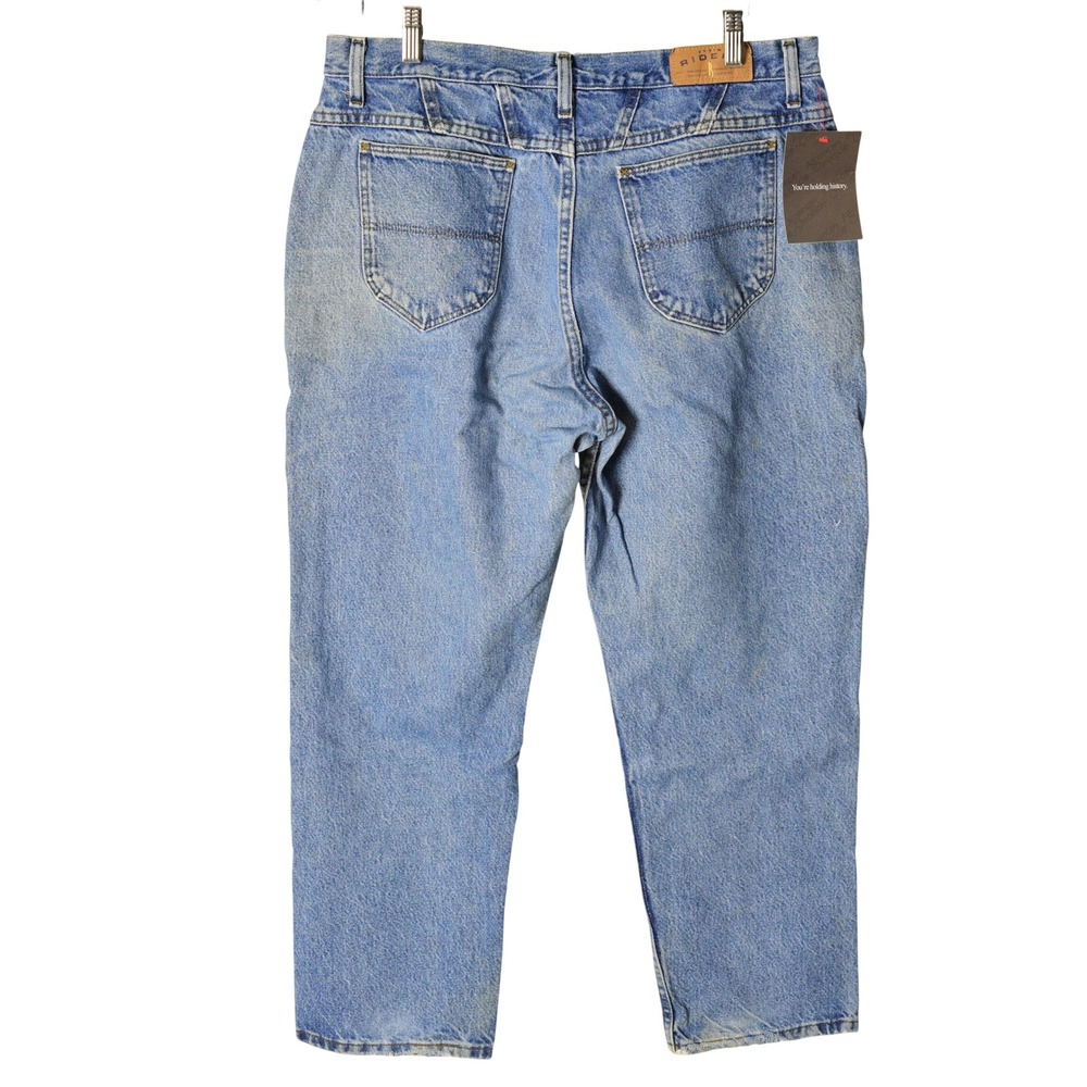90s Vintage Medium Stone Wash Denim Jeans Womens 16 Ankle High Waist Tapered Leg - Picture 9 of 10